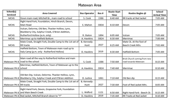 Bus Schedule